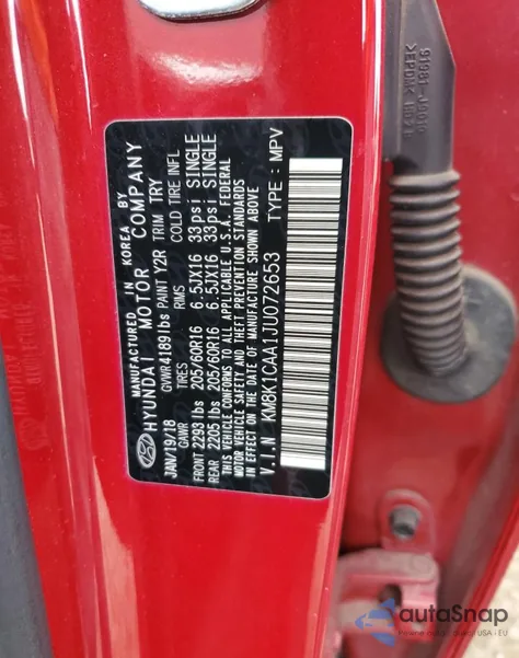 2018 Hyundai Kona Se из США, поврежденный, VIN KM8K1CAA1JU072653